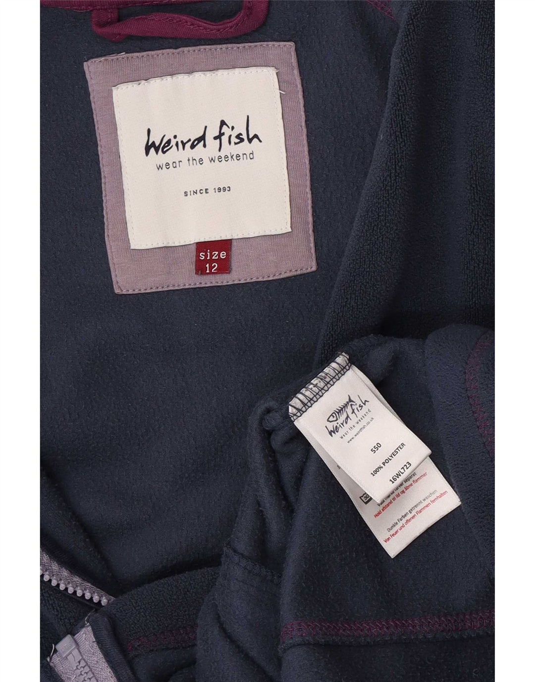 Weird Fish Womens Fleece Jacket UK 12 Medium Navy Blue Polyester