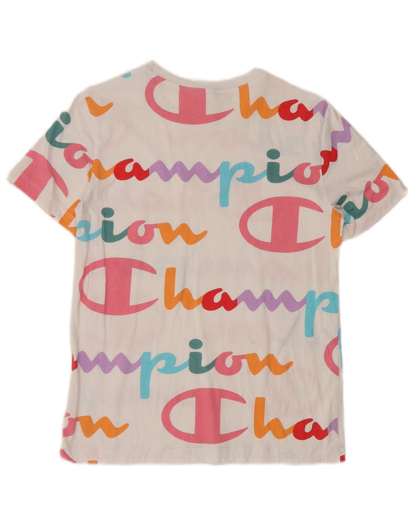 CHAMPION Womens Graphic T-Shirt Top UK 12 Medium White