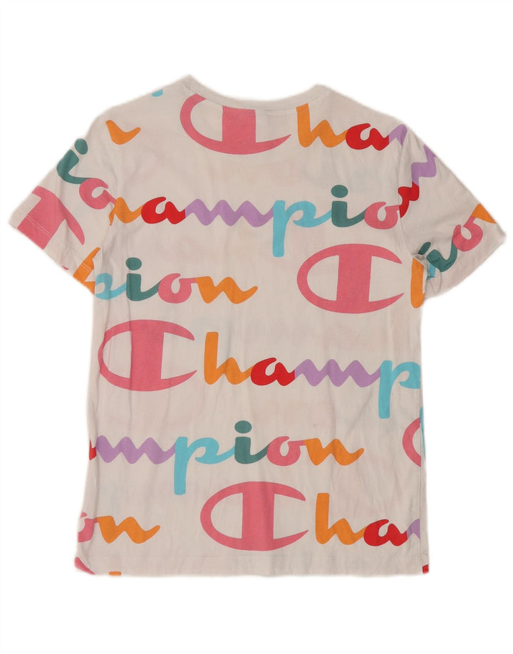 CHAMPION Womens Graphic T-Shirt Top UK 12 Medium White