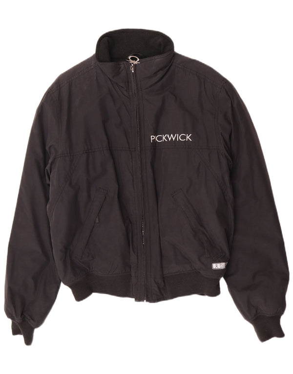Pickwick Mens Padded Bomber Jacket UK 38 Medium Black Cotton