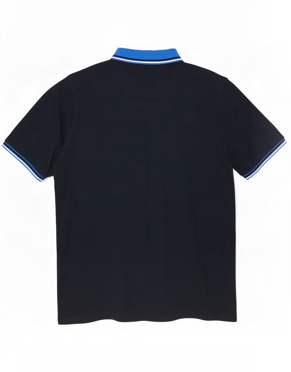 Jack & Jones Mens Rugby Polo Shirt 2XL Navy Blue Striped Cotton