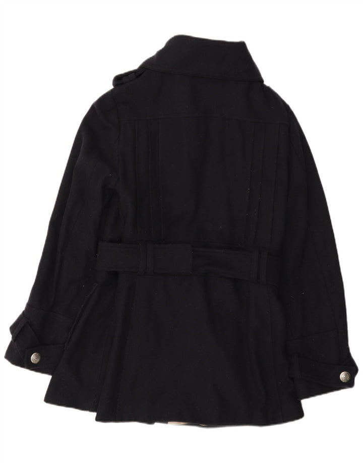 Topshop Womens Overcoat UK 14 Medium Navy Blue Wool
