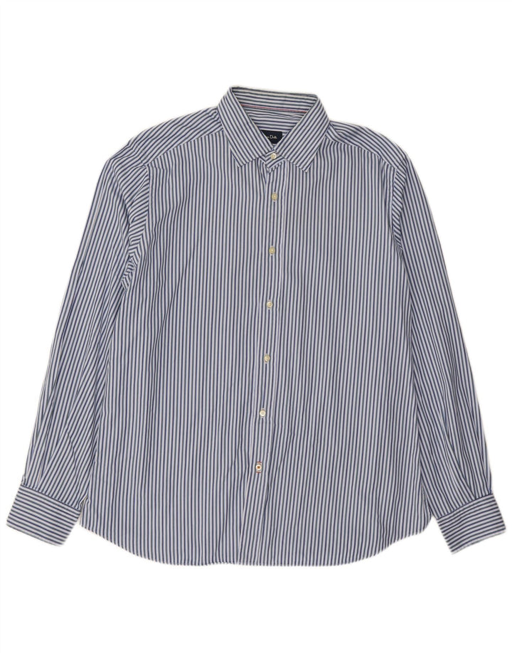 Massimo Dutti Mens Shirt XL Blue Pinstripe