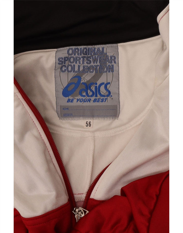 Asics Mens Graphic Tracksuit Top Jacket IT 56 XL Red Colourblock