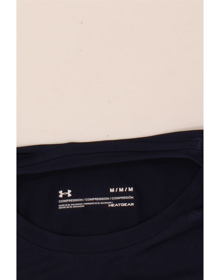 UNDER ARMOUR Mens Heat Gear T-Shirt Top Medium Navy Blue Synthetic