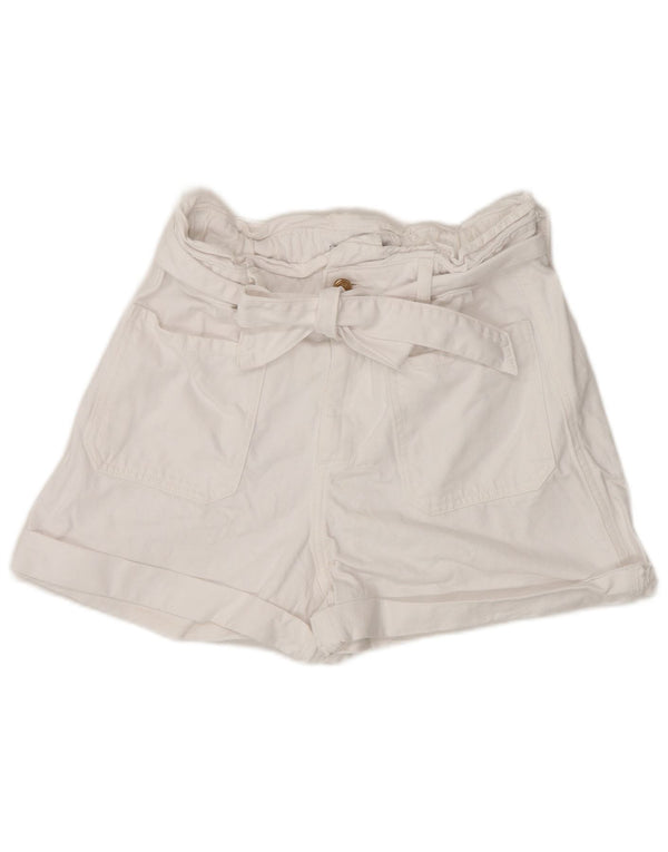 Zara Womens High Waist Casual Shorts EU 38 Small W28 White Cotton