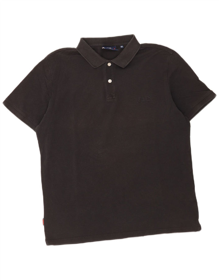 Superdry Mens Polo Shirt XL Black Cotton