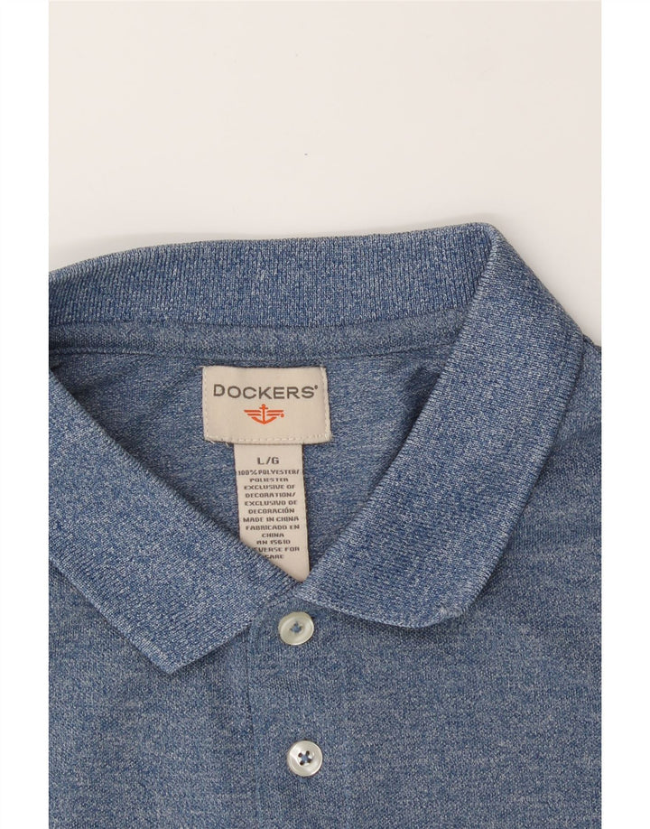 DOCKERS Mens Polo Shirt Large Blue Polyester Vintage Dockers and Second-Hand Dockers from Messina Hembry 