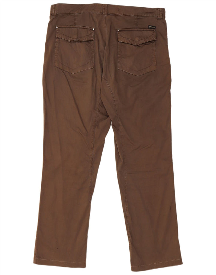 TRUSSARDI Womens Straight Chino Trousers IT 52 2XL W36 L32 Brown Cotton