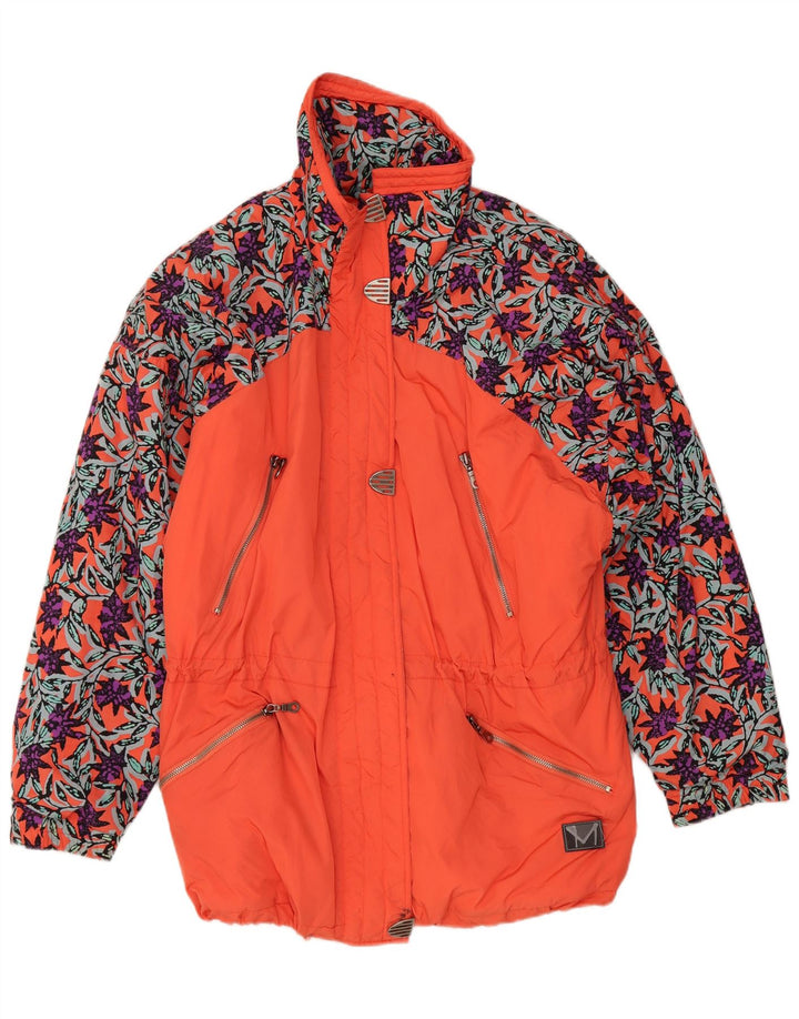 Maier Womens Oversized Ski Jacket UK 10 Small Orange Floral Polyamide