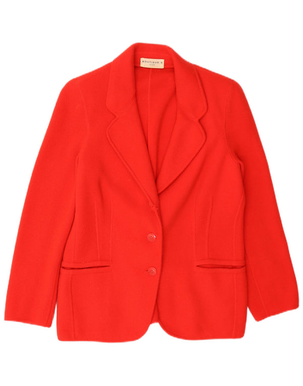 Vintage Womens Knit 2 Button Blazer Jacket UK 14 Medium Red Cashmere
