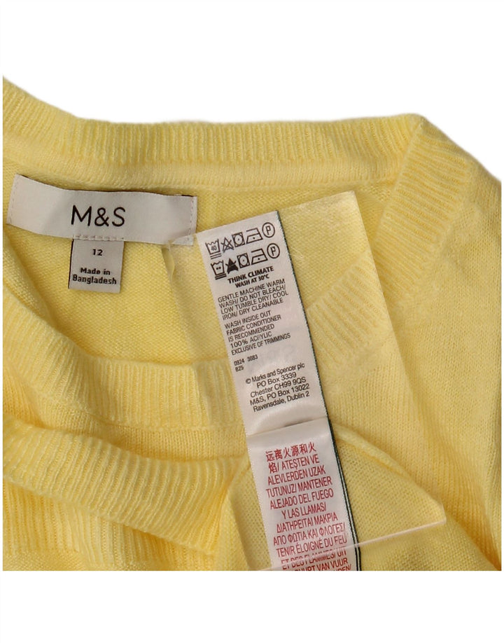 MARKS & SPENCER Womens Crew Neck Jumper Sweater UK 12 Medium Yellow