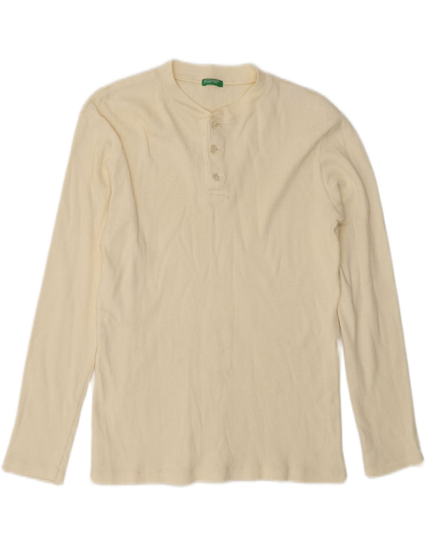 Benetton Boys Top Long Sleeve 13-14 Years XL Beige Cotton