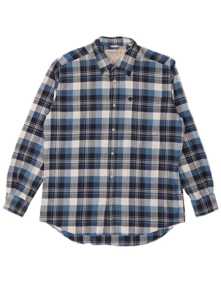 Timberland Mens Flannel Shirt Medium Blue Check Cotton