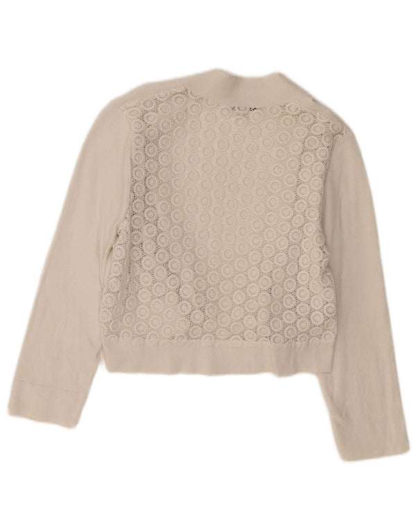 CALVIN KLEIN Womens 3/4 Sleeve Cardigan Sweater UK 12 Medium Off White