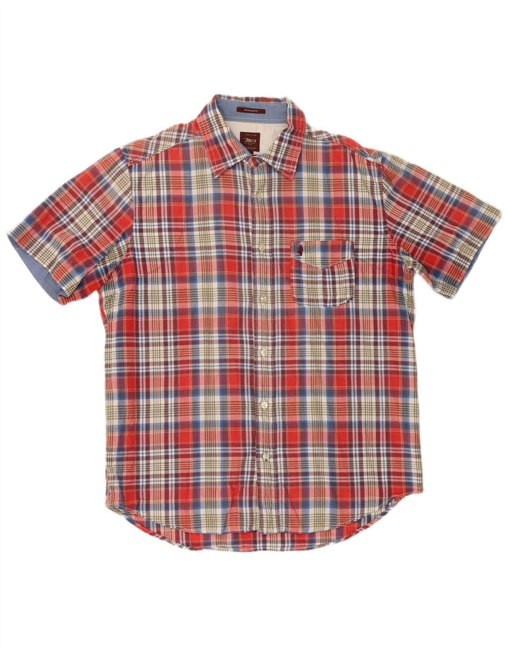 MARLBORO CLASSICS Mens Regular Fit Short Sleeve Shirt Large Red Check