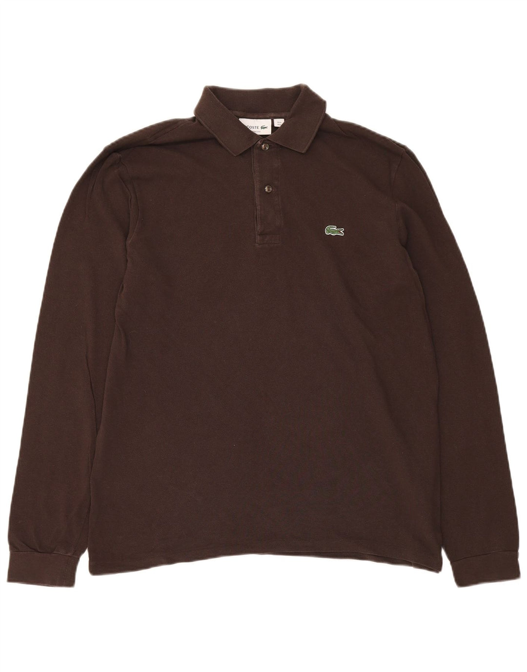 LACOSTE Mens Classic Fit Long Sleeve Polo Shirt Size 5 Large Brown Cotton
