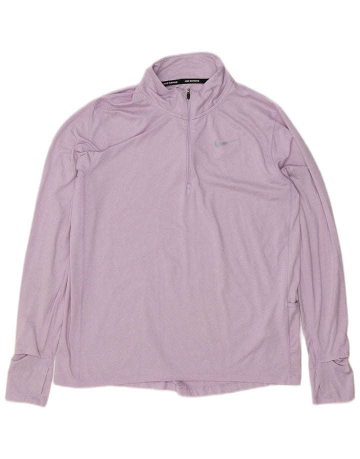 Nike Womens Dri Fit Zip Neck Pullover Tracksuit Top UK 14 Medium Purple