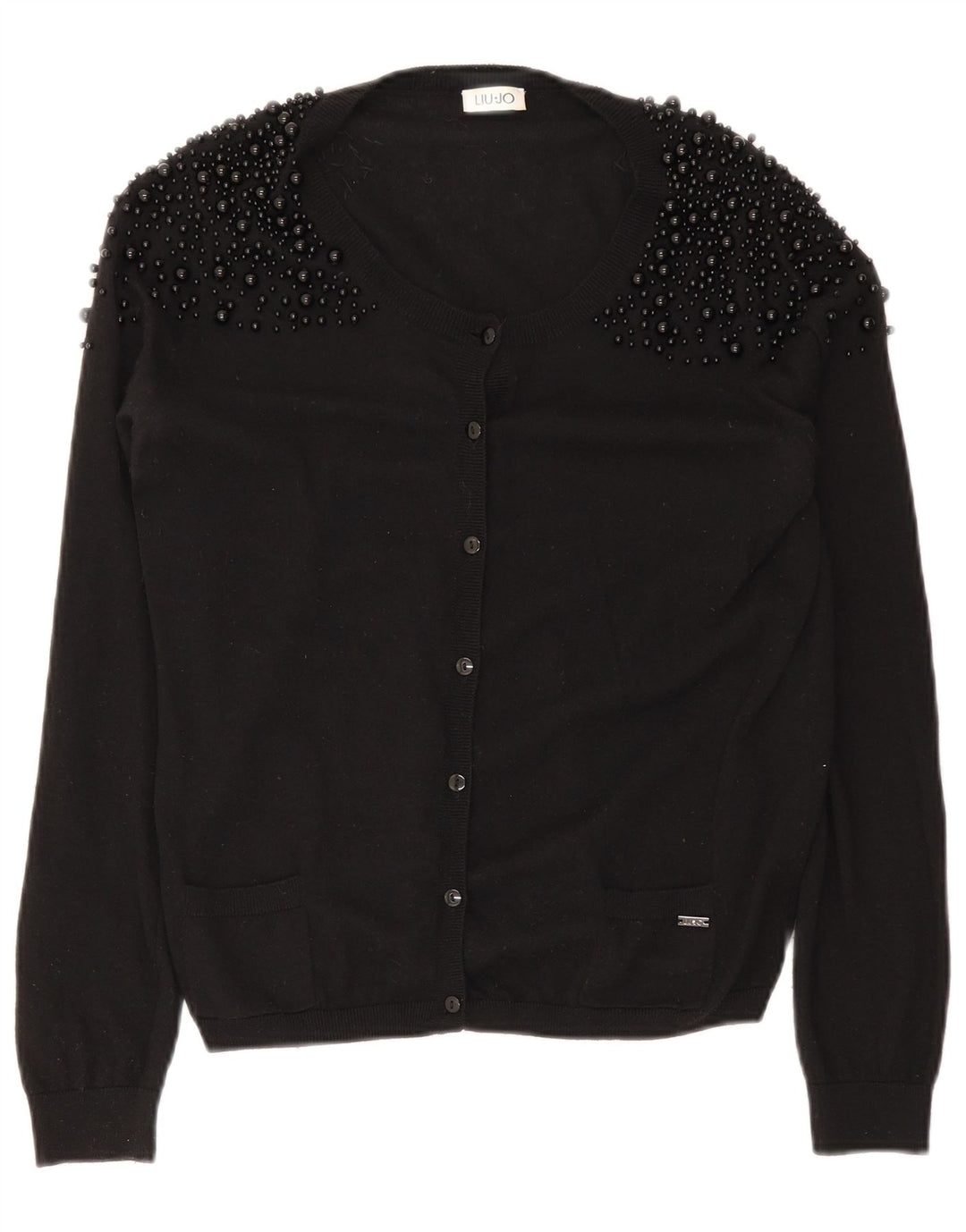 Liu Jo Womens Cardigan Sweater UK 14 Medium Black Spotted