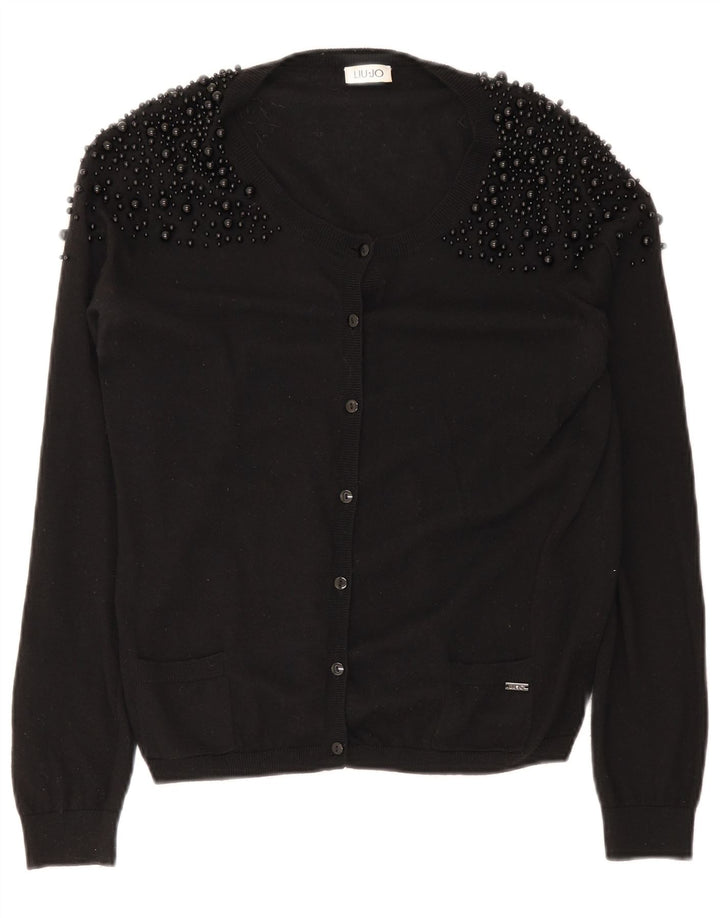 Liu Jo Womens Cardigan Sweater UK 14 Medium Black Spotted