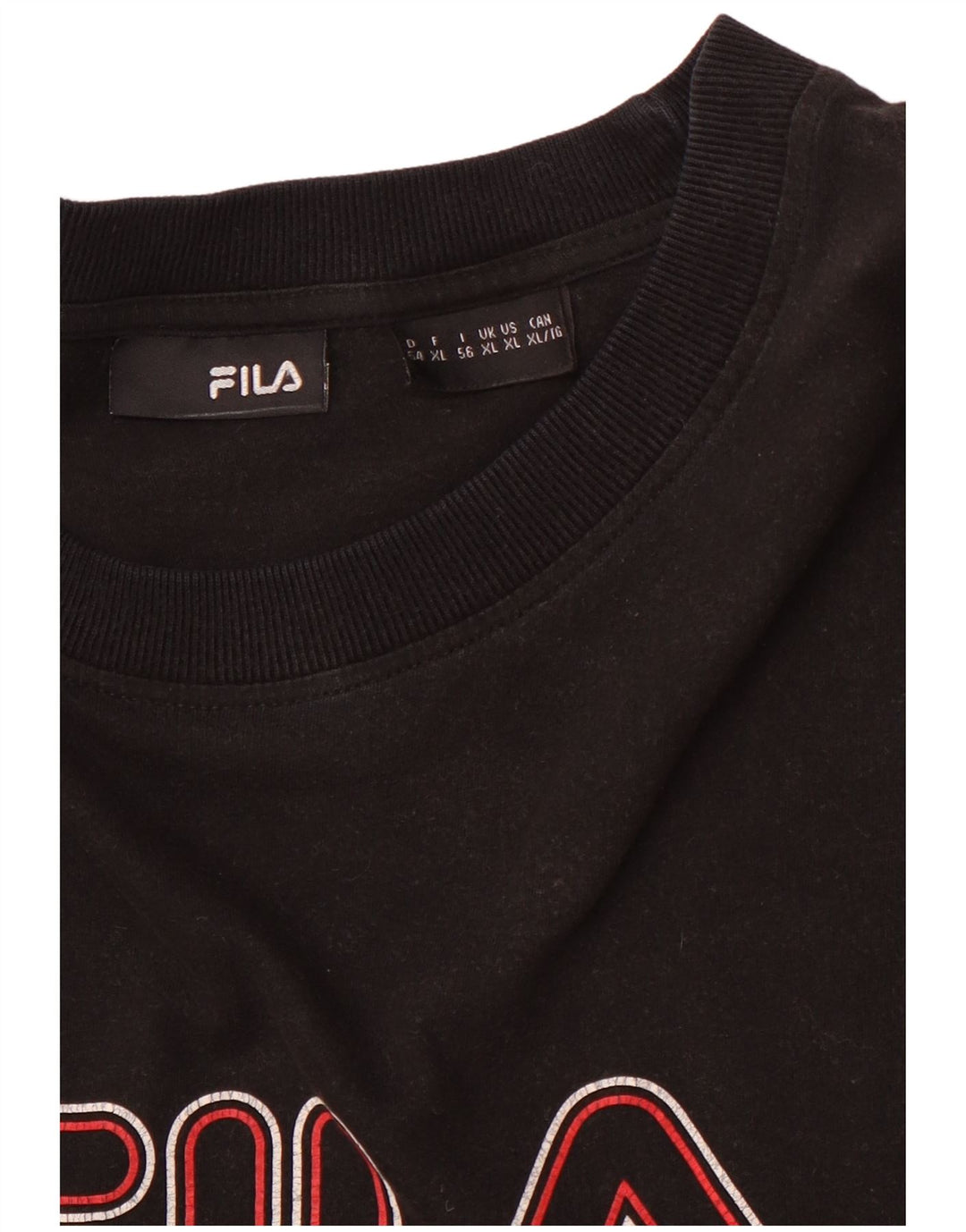 FILA Mens Graphic T-Shirt Top XL Black