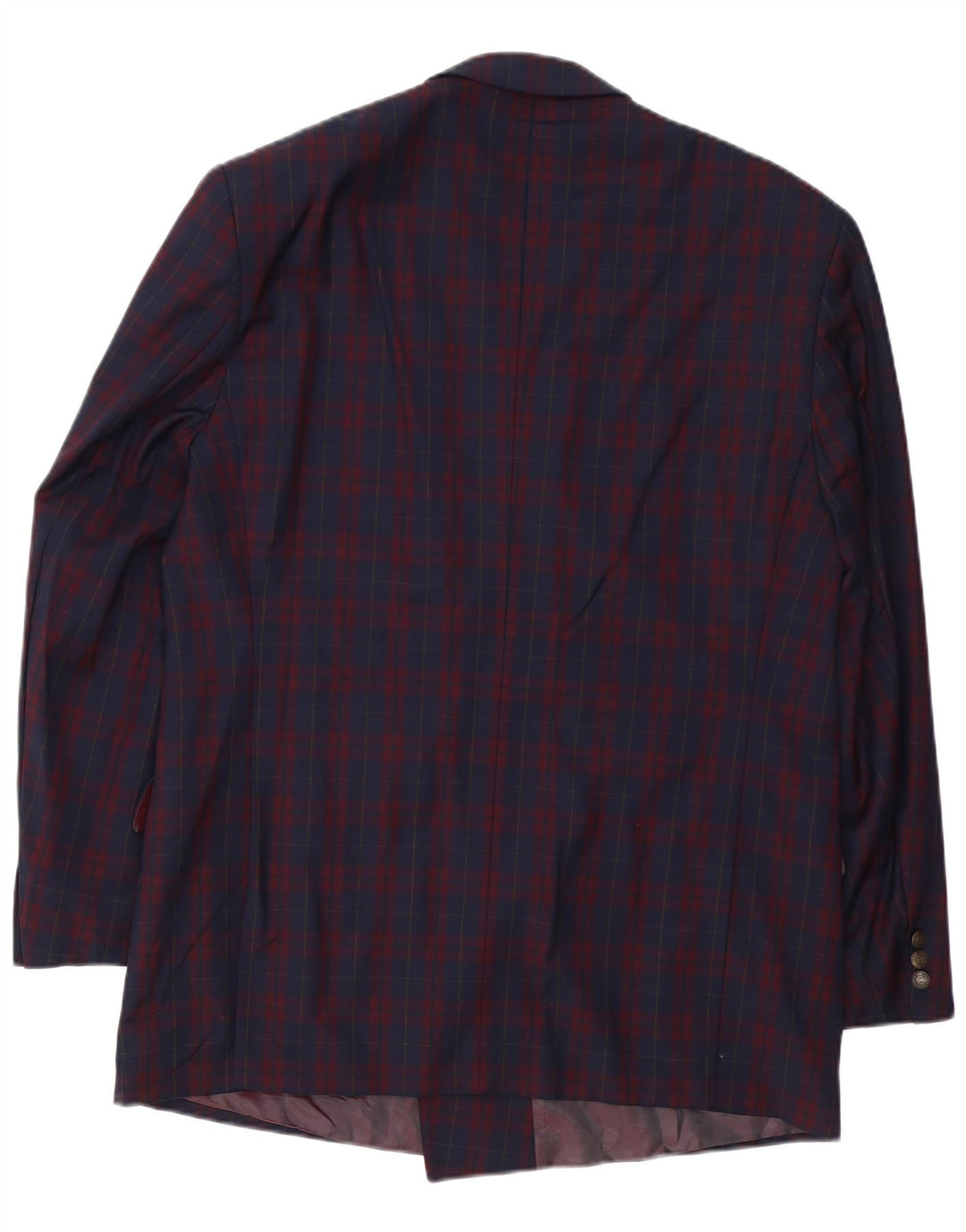 Policarpo Mens Double Breasted Blazer Jacket UK 40 Large Navy Blue Check