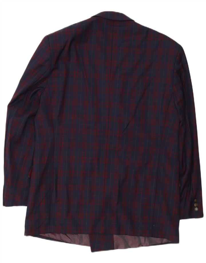 Policarpo Mens Double Breasted Blazer Jacket UK 40 Large Navy Blue Check