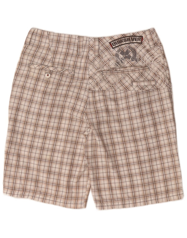 Quiksilver Mens Graphic Chino Shorts Medium W32 Beige Check Polyester
