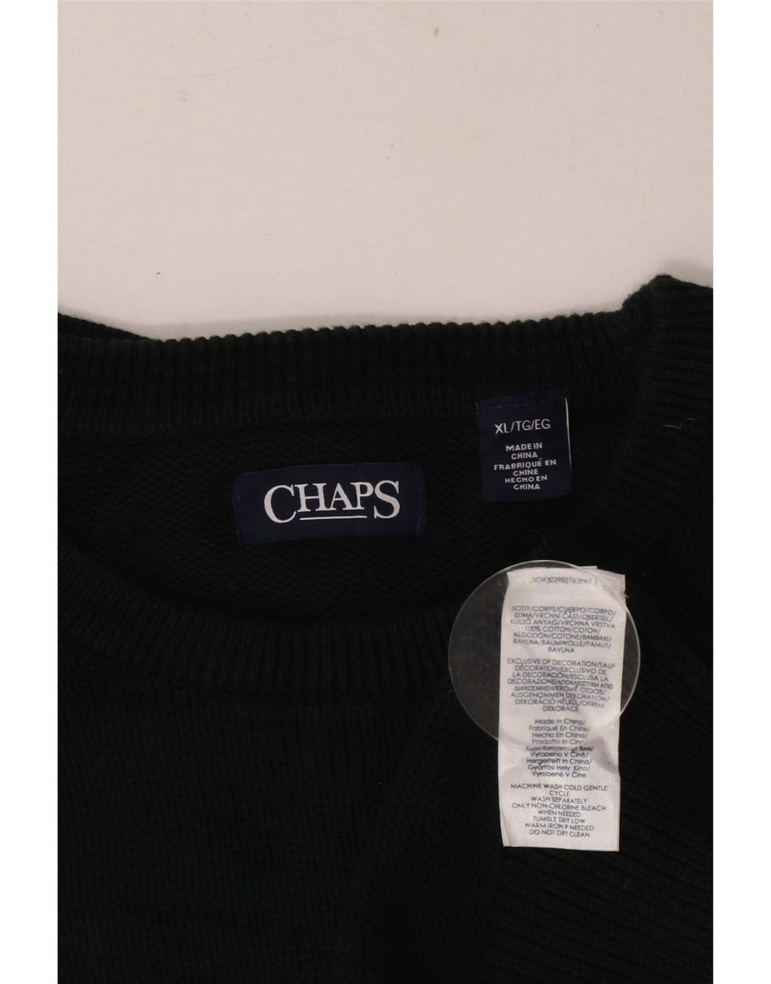 Chaps Mens Crew Neck Jumper Sweater XL Green Cotton