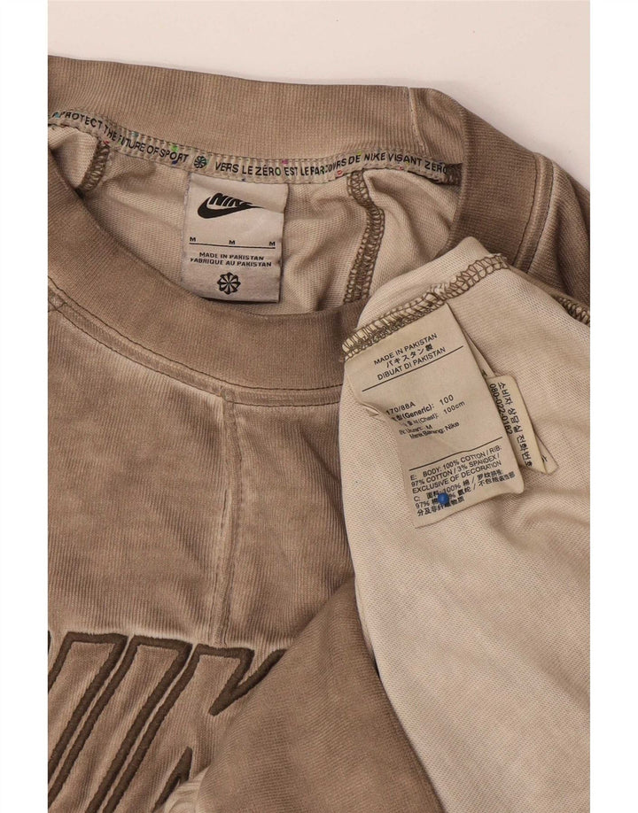 Nike Mens Graphic Sweatshirt Jumper Medium Beige Cotton