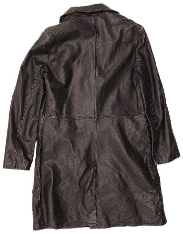 Lavorazione Artigianale Womens Leather Coat UK 14 Medium Black Leather