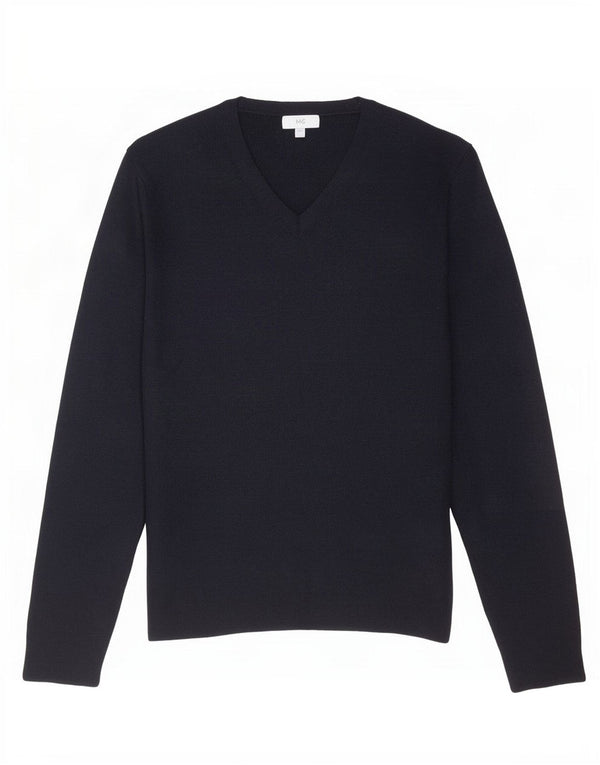 Marks & Spencer Womens V-Neck Jumper Sweater UK 16 Large Black Viscose