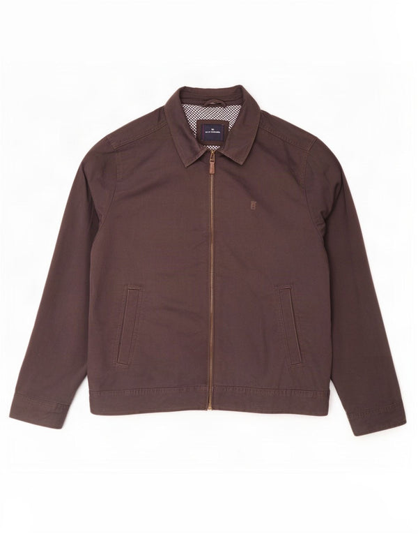Marks & Spencer Mens Blue Harbour Bomber Jacket UK 42 XL Brown Cotton