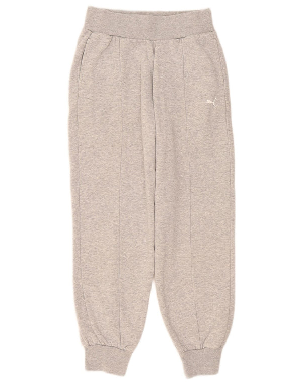 Puma Womens Graphic Tracksuit Trousers Joggers UK 4 XS Grey Flecked Cotton