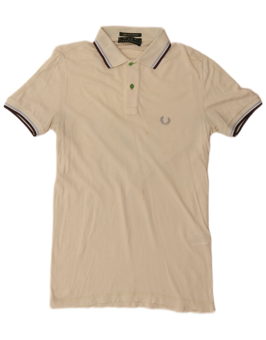 Fred Perry Mens Polo Shirt Small Green Striped Cotton