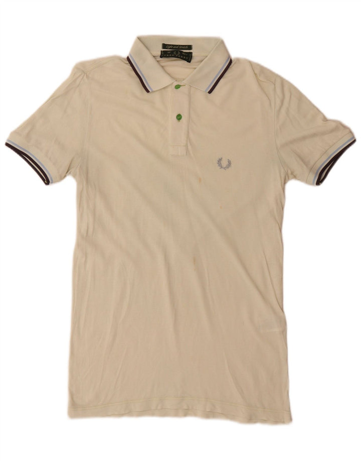 Fred Perry Mens Polo Shirt Small Green Striped Cotton