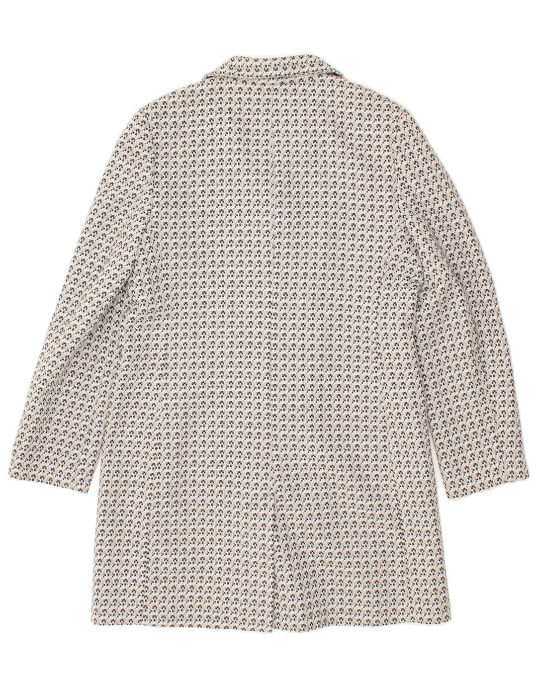 VINTAGE Womens Abstract Pattern Overcoat UK 12 Medium Grey Cotton Vintage Vintage and Second-Hand Vintage from Messina Hembry 