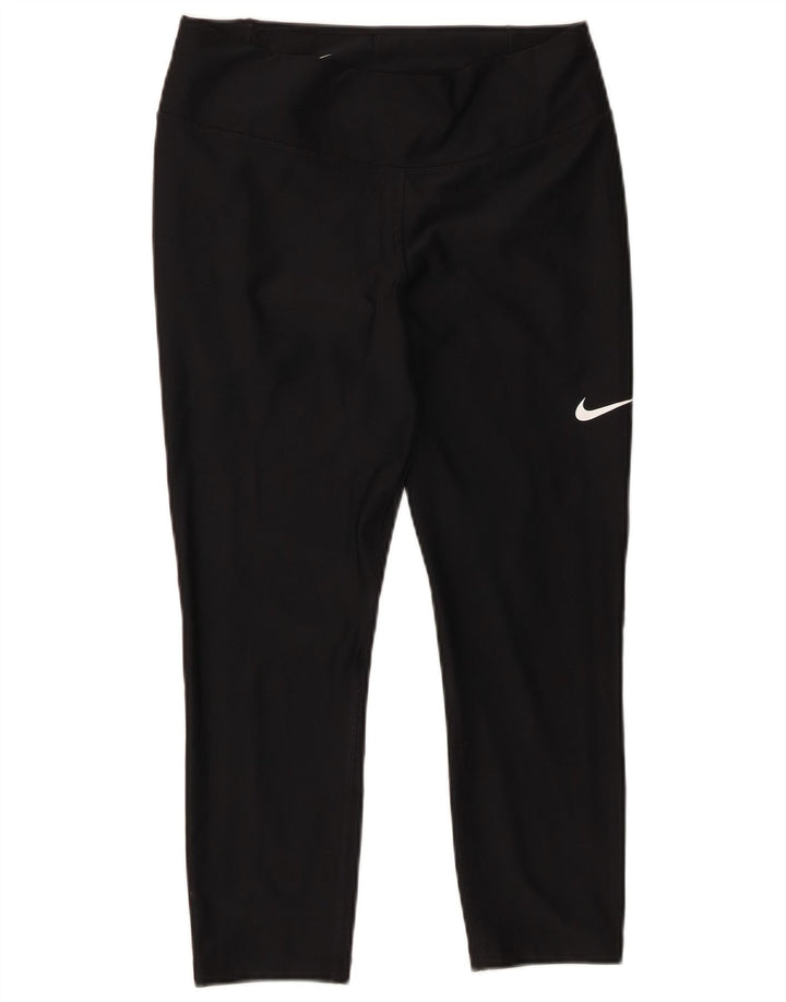 NIKE Womens Dri Fit Capri Leggings UK 12 Medium  Black Polyester