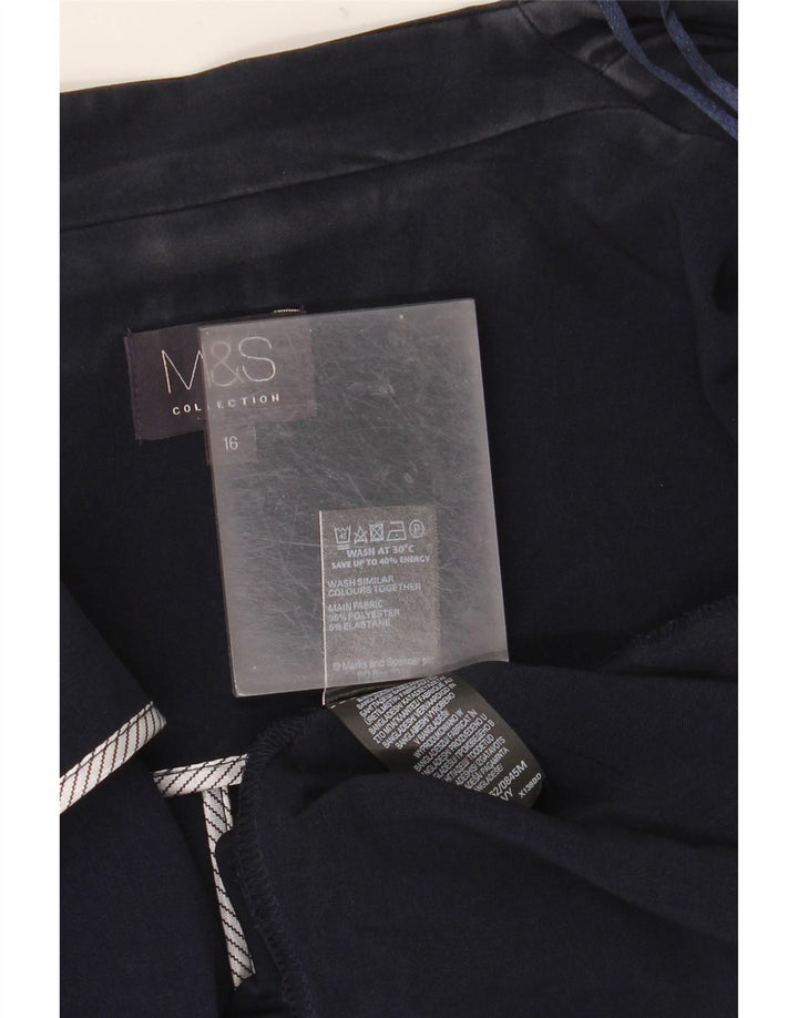 Marks & Spencer Womens Open Blazer Jacket UK 16 Large  Navy Blue Polyester