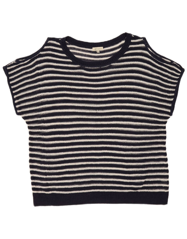 Marks & Spencer Womens Off Shoulder Tunic Dress UK 18 XL Navy Blue Striped