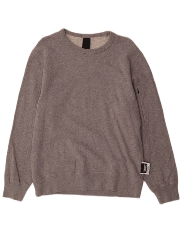 NOUMENO CONCEPT Mens Graphic Sweatshirt Jumper Medium Grey Cotton