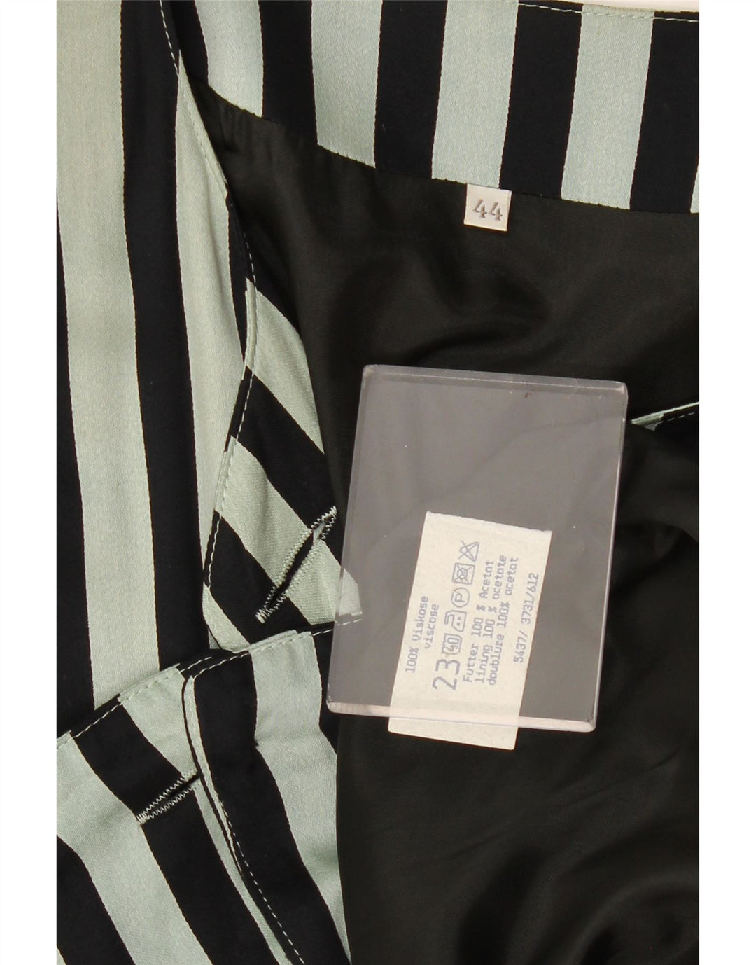 Vintage Womens Shirt Blouse EU 44 XL Green Striped Viscose