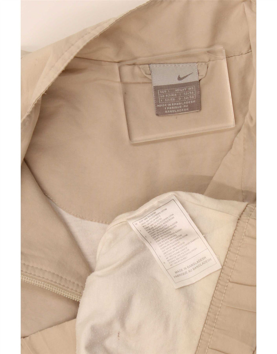 Nike Mens Tracksuit Top Jacket UK 42/44 Large Beige Polyester