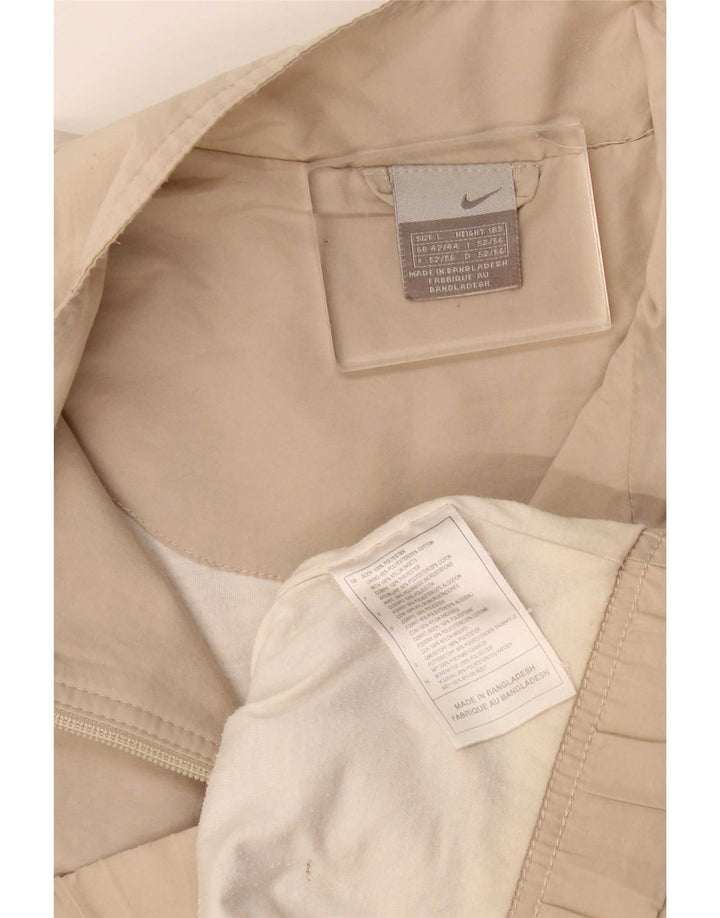Nike Mens Tracksuit Top Jacket UK 42/44 Large Beige Polyester