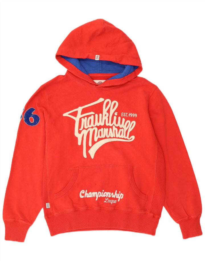FRANKLIN MARSHALL Womens Varsity Graphic Hoodie Jumper UK 18 XL Red Cotton
