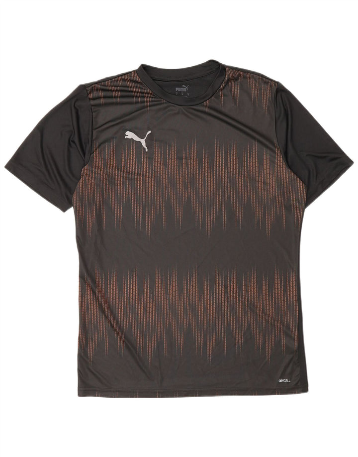 Puma Mens T-Shirt Top Medium Black Geometric Polyester