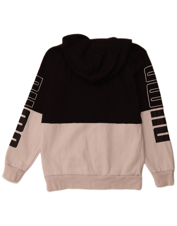 PUMA Mens Graphic Zip Hoodie Sweater Small Black Colourblock Cotton