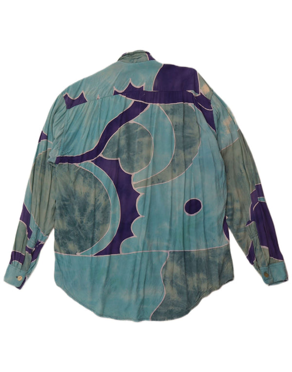 VINTAGE Mens Abstract Pattern Shirt XL Blue Rayon