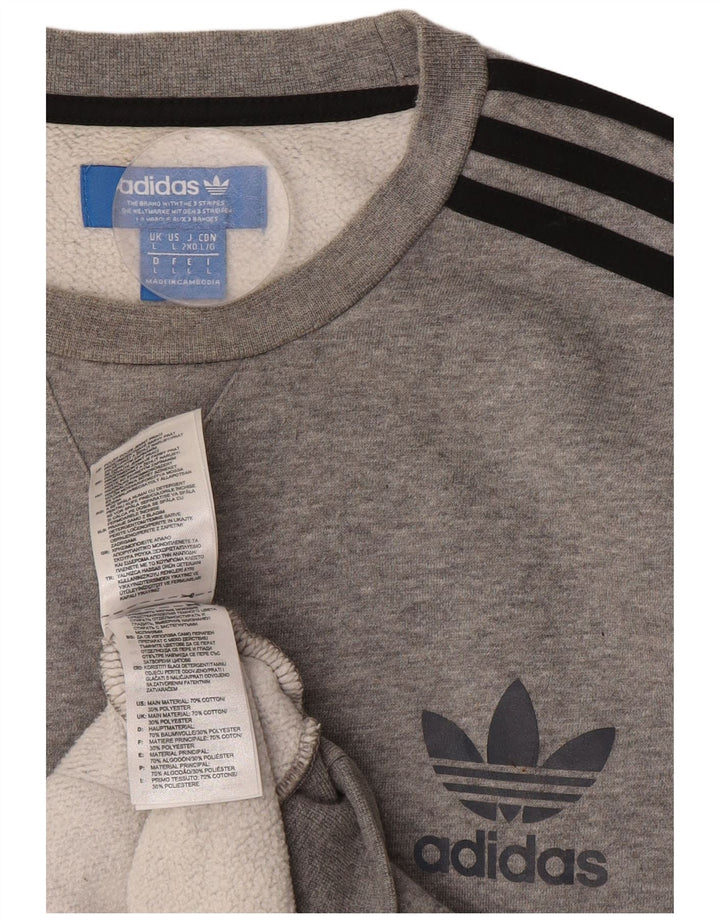Adidas Mens Sweatshirt Jumper Large Grey Flecked Cotton