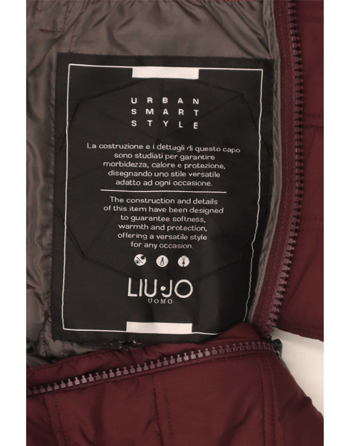 Liu Jo Mens Hooded Padded Jacket UK 38 Medium Burgundy Polyester